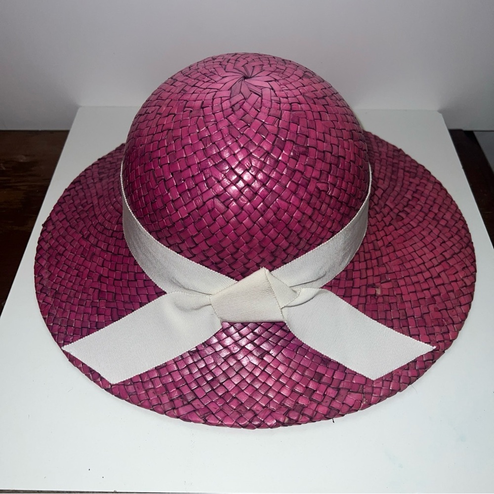RARE Women’s Pink Straw Hat Made In Italy For Bloomingdale’s